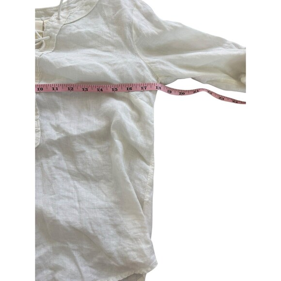 Maeve Anthropologie Women's Marva Lace-Up Linen Tunic Top White Size 0 (XS) Boho - Picture 7 of 8